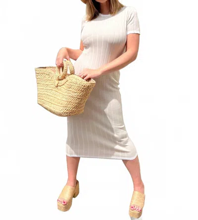 Klesis Julie Knit Midi Dress In Beige/white