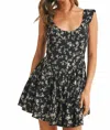 Klesis Kara Floral Print Flared Romper In Black