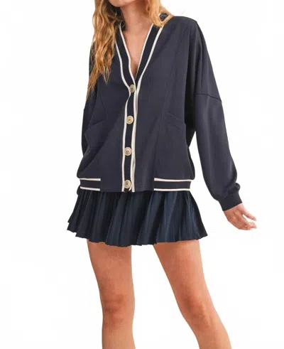 Klesis Knit Cardigan And Skirt Set In Navy In Multi
