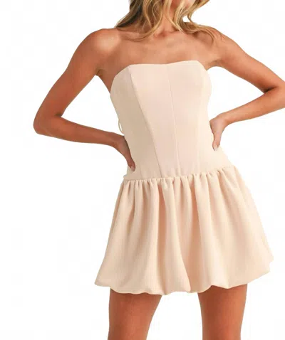 Klesis Lace Up Back Drop Waist Bubble Romper In Cream In Neutral