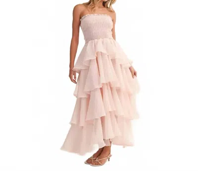 Klesis Laney Smocked Strapless Ruffle Maxi Dress In Blush Pink