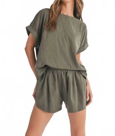 Klesis Laurel Relaxed Top & Shorts Set In Olive In Gray