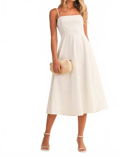 Klesis Linen Spaghetti Strap Flared Midi Dress In Off White