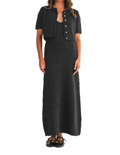 Klesis Mary Cardigan And Sweater Maxi Dress Set In Charcoal In Black