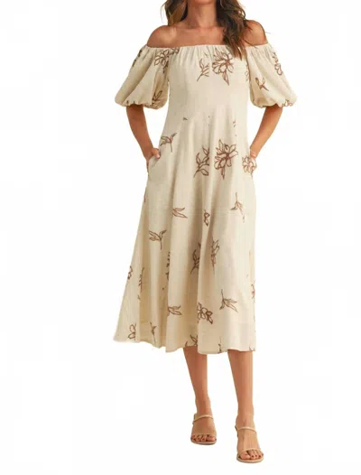 Klesis Meadow Midi Dress In Cream In Multi