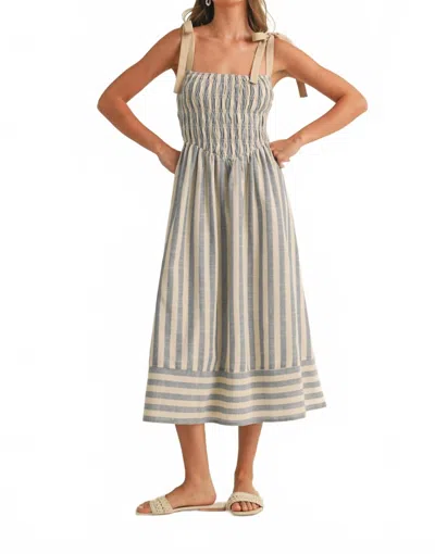Klesis Melissa Striped Bow Detail Midi Dress In Blue