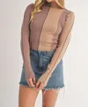 Klesis Mock Neck Top In Brown/camel In Multi