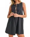 Klesis Nikki Linen Pintucked Mini Dress In Navy In Blue