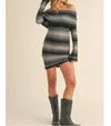 Klesis Off Shoulder Sweater Dress In Black Gradient In Multi