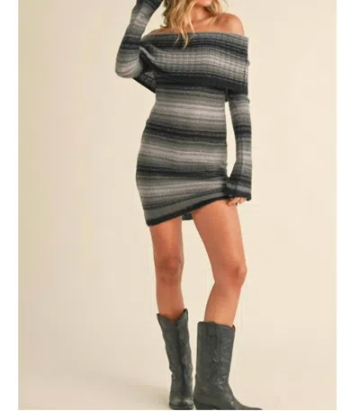 Klesis Off Shoulder Sweater Dress In Black Gradient In Multi