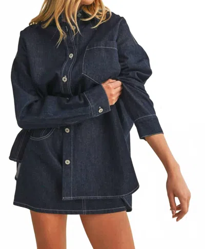 Klesis Oversized Shirt In Dark Denim In Blue