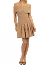 Klesis Faux Leather Bubble Mini Skirt In Beige In Grey