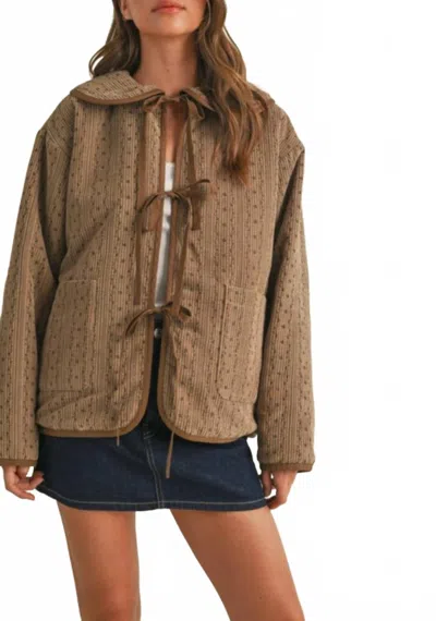 Klesis Polkadot Embroidered Quilted Jacket In Cream In Brown