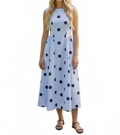 Klesis Rachel Polka Dot Midi Dress In Light Blue