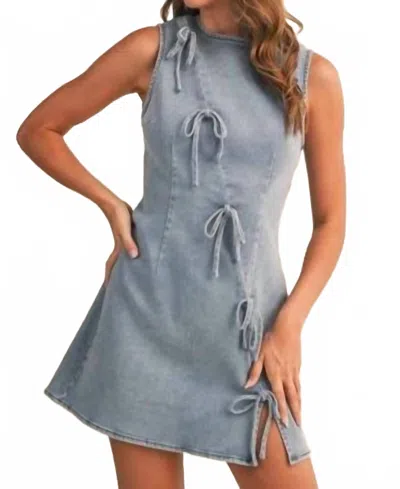 Klesis Ribbon Detailed Denim Mini Dress In Blue