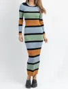 Klesis Roswell Ribbed Dress In Multi Color Striped In Multi