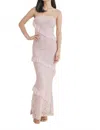 Klesis Ruffled Lace Strapless Maxi Dress In Light Pink In Neutral