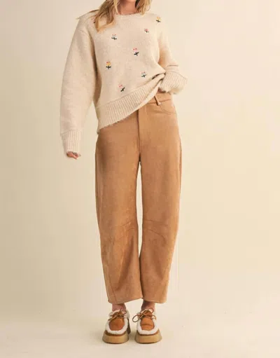 Klesis Savannah Suede Barrel Pants In Beige In Neutral