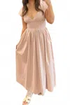 Klesis Sawyer Short Sleeve Midi Dress In Light Mauve In Neutral