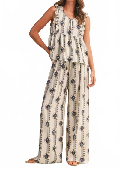 Klesis Selena Printed Set In Cream/navy In Multi
