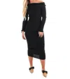 Klesis Serene Off Shoulder Sweater Maxi Dress In Black In Black