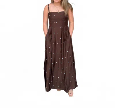 Klesis Skyler Polka Dot Maxi Dress In Brown