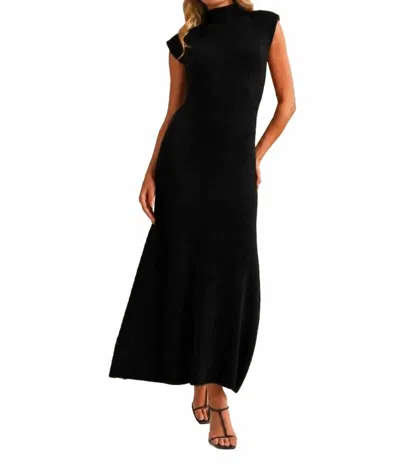 Klesis Sleeveless Turtleneck Sweater Midi Dress In Black
