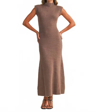 Klesis Sleeveless Turtleneck Sweater Midi Dress In Mocha In Brown