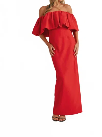 Klesis Sophia Crepe Maxi Dress In Red