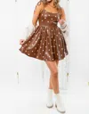 Klesis Spotlight Polka Dot Leather Mini Dress In Brown In Brown