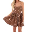 Klesis Spotlight Polka Dot Leather Mini Dress In Brown In Brown