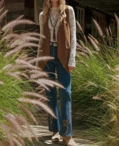 Klesis Stevie Suede Oversized Vest In Brown