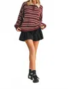 Klesis Stripe Collar Sweater In Burgandy In Multi