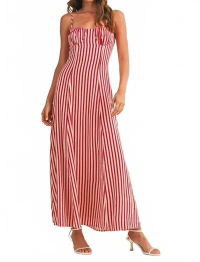 Klesis Striped Bustier Sleeveless Flared Maxi Dress In Red Stripe