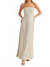 Klesis Striped Long Back Tie Strapless Maxi Dress In Ivory In White
