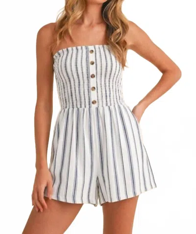 Klesis Striped Strapless Romper In Ivory In Multi