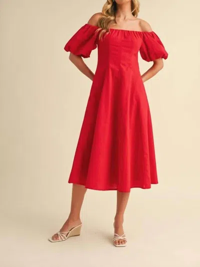 Klesis True Love's Kiss Off Shoulder Dress In Red