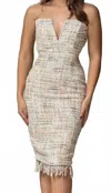 Klesis Twill Strapless Midi Dress In Cream In White