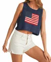 Klesis Usa Flag Knitted Crop Tank In Navy In Blue