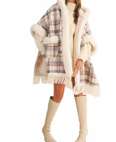 Klesis Valentina Wrap Cape Coat In Beige In Multi