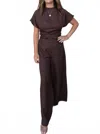 Klesis Wide Leg Tie-back Jumpsuit In Brown In Brown