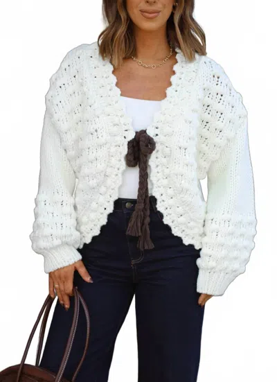 Klesis Winterlight Bow Cardigan In White