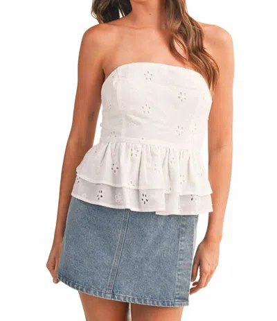 Klesis Woodruff Strapless Top In White In Animal Print