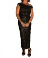 Klesis Zara Sequins Midi Dress In Black In Black