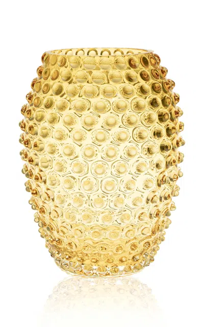 Klimchi Underlay Amber Hobnail Egg Vase In Gold
