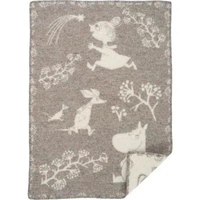 Klippan Kids' Moomin Winterland Lambswool Blanket In Gray