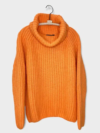 Kloni & The Krew Knitted Highneck Pullover Top In Orange