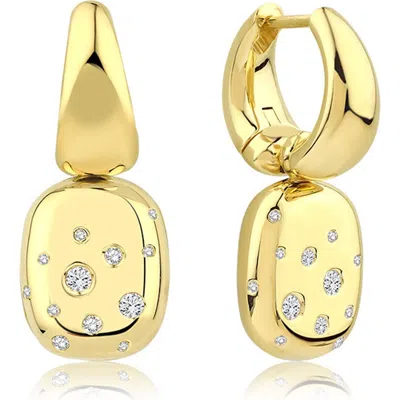 Kloto Lock Diamond Drop Huggie Hoop Earrings In Gold