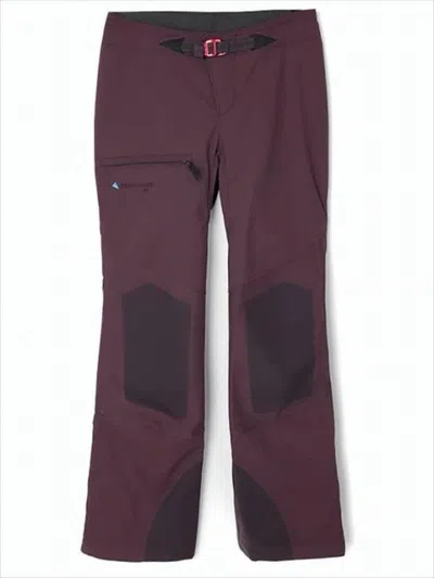 Klättermusen Burgundy Straight Pants With Reinforced Black Patches In White