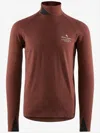 Klättermusen Fitted Brown Turtleneck Sweater With Contrast Triangular Patches In Brown